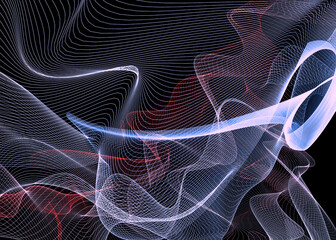 Poster - Abstract 3D dark black white red digital background. Big data digital code, Futuristic information technology concept. Glowing lines. Information and energy concept

