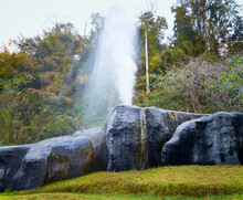 Famous Natural Fang Hot Spring In The North Of Thailand. Doi Pa Hom Pok National Park. Chiang Mai Province, Thailand