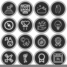 16 Pack Of Star  Lineal Web Icons Set