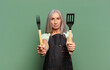 © kues1 - gray hair pretty  barbecue chef woman