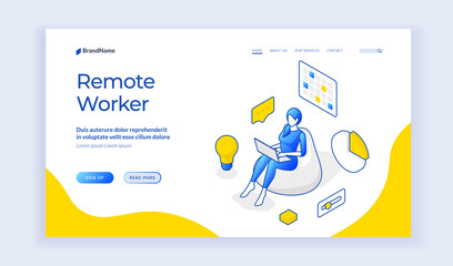 Wall Mural - web banner advertising freelance job from home