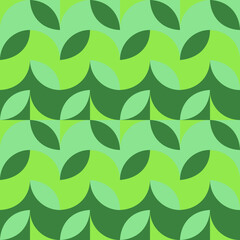 Poster - Seamless geometric pattern with the image of spring flowers, herbs, leaves, plants, circles. Vector design for web banner, business presentation, brand package, fabric, print, wallpaper, postcard.
