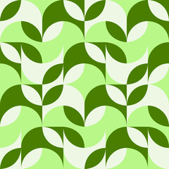 Poster - Seamless geometric pattern with the image of spring flowers, herbs, leaves, plants, circles. Vector design for web banner, business presentation, brand package, fabric, print, wallpaper, postcard.