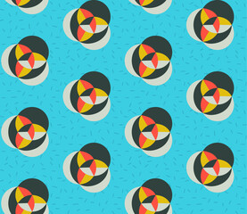 Poster - Seamless geometric pattern with the image of spring flowers. Vector design for web banner, business presentation, brand package, fabric, print, wallpaper, postcard.