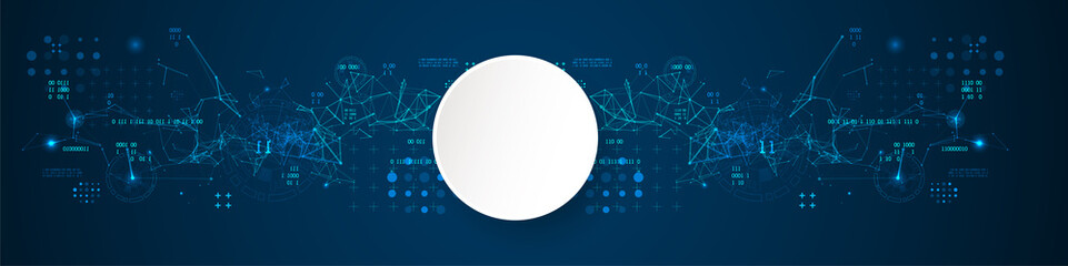 Technology background with plexus effect. Big data concept. Binary computer code. Vector illustration.
