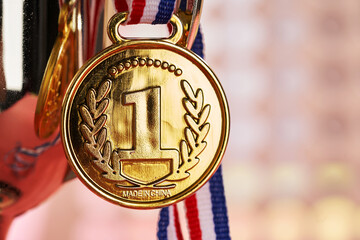 close up of trophy on the white background with holes