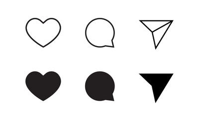 Aufkleber - Like, Comment, and Share. Icon Set of Social Media. Vector Illustration