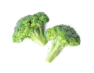 Fresh broccoli cabbage on white background