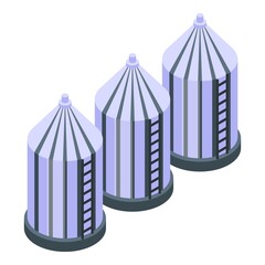 Poster - Farm dairy containers icon. Isometric of farm dairy containers vector icon for web design isolated on white background