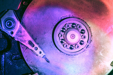Aufkleber - Close up beautiful open detail frozen hard disk. Concept protection information or save user data.