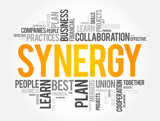 Wall Mural - Synergy word cloud collage, business concept background