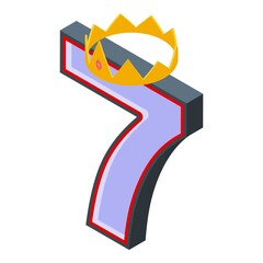 Poster - Crown seven icon. Isometric of crown seven vector icon for web design isolated on white background