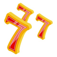 Poster - Gambling lucky seven icon. Isometric of gambling lucky seven vector icon for web design isolated on white background
