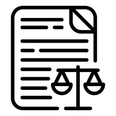 Poster - Justice document icon. Outline justice document vector icon for web design isolated on white background