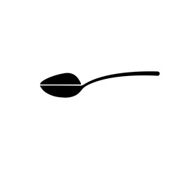 Spoon with sugar or soil silhouette. Spoon with black substance ingredient icon. Vector food illustration isolated on white