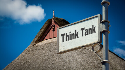 Wall Mural - Street Sign to Think Tank