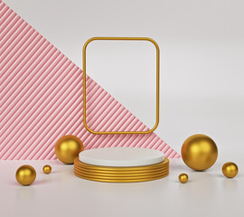 Poster - Abstract trendy background. minimal scene with geometrical forms. Showcase, display podium. 3d rendering