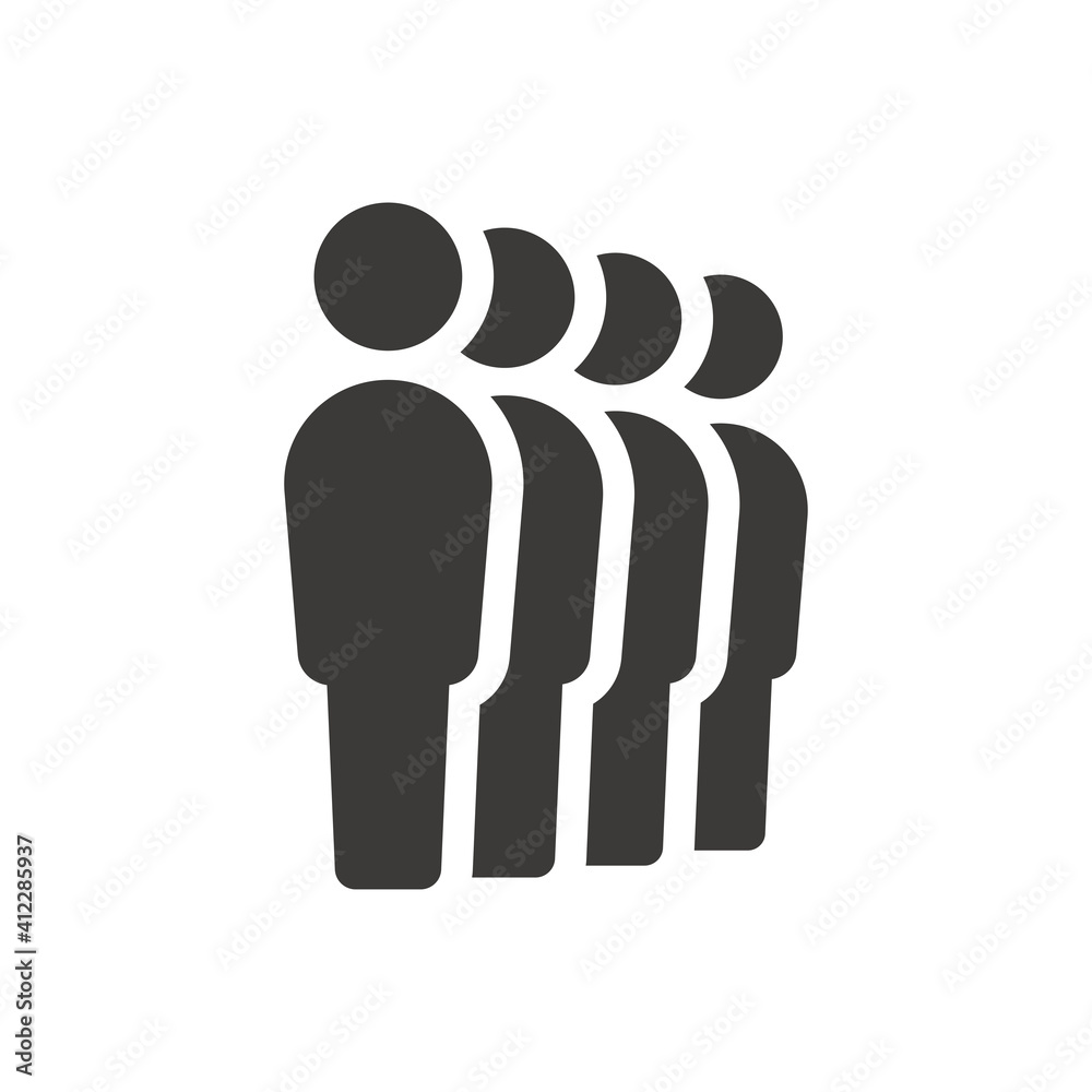 Stay in line, waiting in line vector icon. People in queue, in a row ...