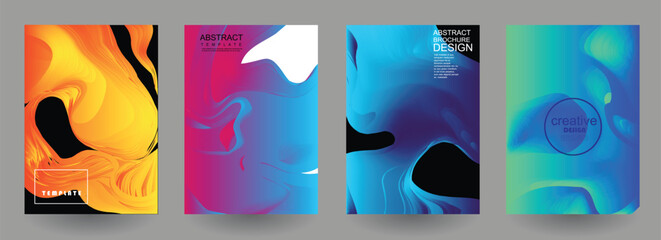 Modern abstract covers set, Modern colorful wave liquid flow poster. Cool gradient shapes composition, vector covers design.