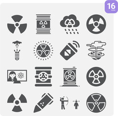 Simple set of radiation related filled icons.