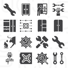 Wall Mural - 16 pack of basement  filled web icons set