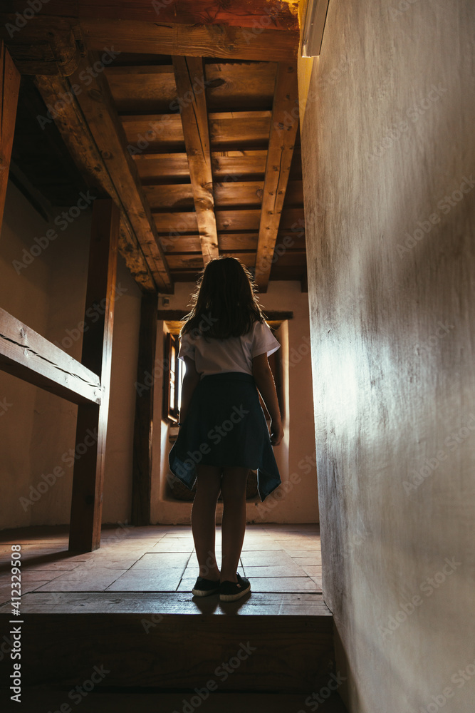 Little Girl Standing in Front of a Rural Window Stock Photo | Adobe Stock