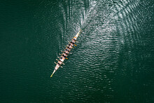Top View Of Standard Dragon Boat On The Lake