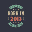 Vintage born in 2013, Born in 2013 retro vintage birthday design