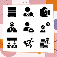 Wall Mural - Simple set of 9 icons related to dismissal