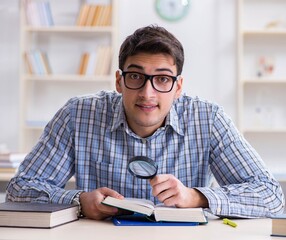 Medical student studying in classroom