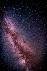 Photograph of the Milky Way in summer, with a sky full of stars and curious details