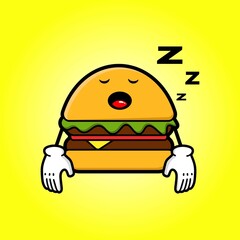 Wall Mural - cute burger cartoon mascot character