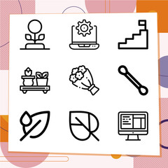 Simple set of 9 icons related to develop