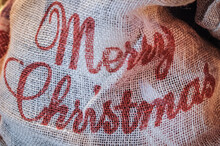 Burlap Santa__s Sack With Printed Merry Christmas Letters
