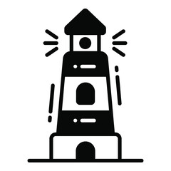 Canvas Print - lighthouse icon related Map location and navigation black icon. Traffic and travel vector icon