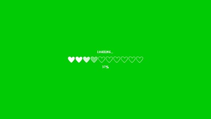 Poster - Loading animation with bar heart icon on green screen background. Animated green screen background