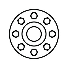 Round flange line icon. Simple outline style for web and app. Vector illustration isolated on white background. EPS 10