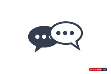 Poster - Simple Speech Bubble Chat Talk Icon isolated on White Background. Flat Vector Web Icon Design Template Element.