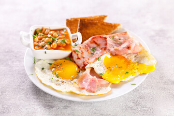 Poster - english breakfast with egg, bacon and toast