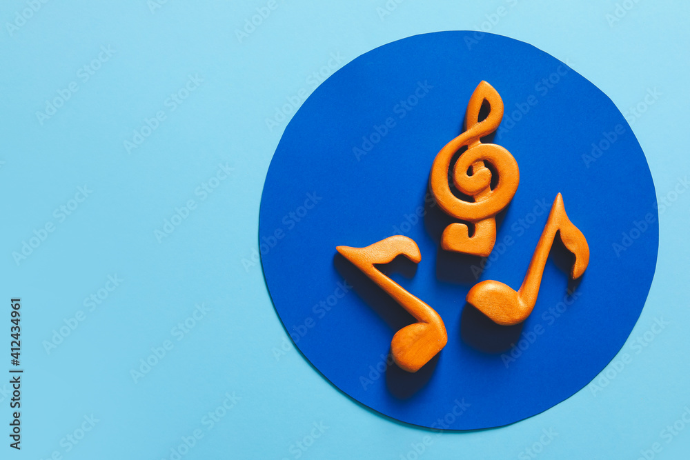 Music notes on color background