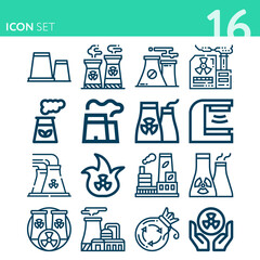 Simple set of 16 icons related to radioactive