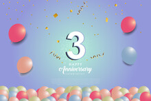 3th Anniversary Background With 3D Number And Balloons Illustration