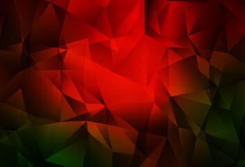 Dark Green, Red vector gradient triangles template.