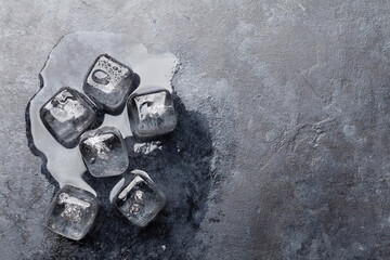 Wall Mural - Ice cubes and water drops