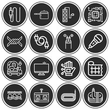 16 Pack Of Wiring  Lineal Web Icons Set