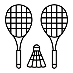 Sticker - Vector Badminton Outline Icon Design