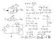 © konstruktor1980 - Physics, electronic engineering, mathematics equation and calculations, endless hand writing. Vector whiteboard. Education background.