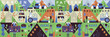 © Molibdenis-Studio - Garden, Agriculture. People are engaged in agriculture, gardening and farming. Rural landscape and farm and agriculture objects.People grow vegetables, work in the garden. Flat vector illustration.