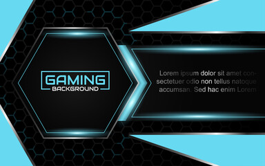 Fototapete - Abstract futuristic geometric black and blue gaming background with modern esport shapes. Vector design template technology concept can use element game banner, sport poster, cyber wallpaper, web