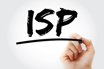 Poster - ISP - Internet Service Provider acronym with marker, technology concept background